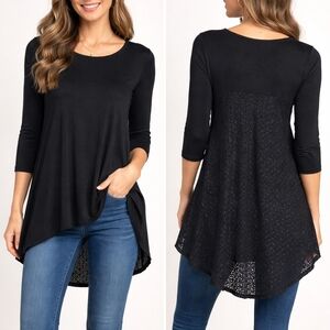 Nally & Millie Black Asymmetrical Tunic Top Size XL NWT